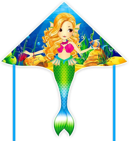 Mint's Colorful Life Mermaid Kite for Girls & Kids, Easiest to Fly Delta Kite