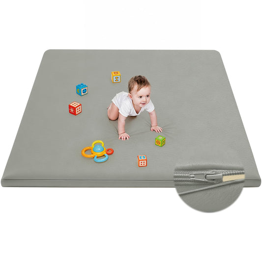 ILPEOD Waterproof Baby Play Mat for Floor Memory Foam 71 * 79 Cushion Playpen Playmat Tummy Time Crawling Mat Nursery Rug Thick Pad Create Soft & Safe Area for Infants,Toddler,Kids,Grey