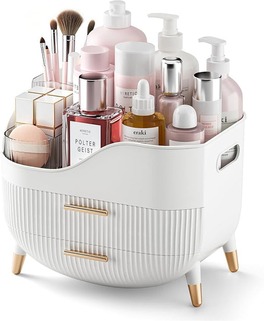 Pajiriona Makeup Organizer with Drawers,Skincare Organizer for Vanity,Storage Box with Handle,Large Cosmetic Display Case for Dresser, Bathroom Countertop