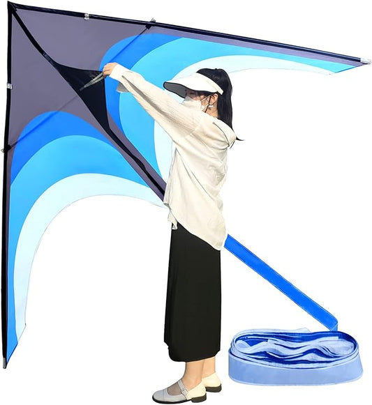 Delta Kite for Kids & Adults - Easy to Fly Large Single Line Beach Kite with 300ft String Handle Included, Perfect for Beginners, Teens