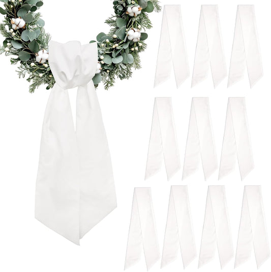 Regine Switzerland Christmas Wreath Sash - 10-Piece Winter White Cotton Ribbon Bow for Door Decor
