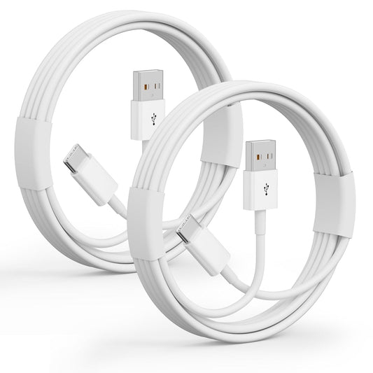 2Pack 15/16/17 3A 480Mbps (White-3FT) USB A to USB C Cable for iPhone All Series, Type-C Car Charger Fast Charging