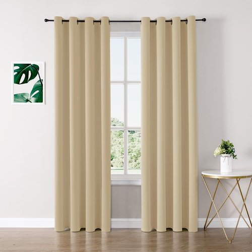 ChrisDowa Blackout Curtains - Thermal Insulated Room Darkening Panels, 102 Inch Long, Biscotti Beige (Set of 2)