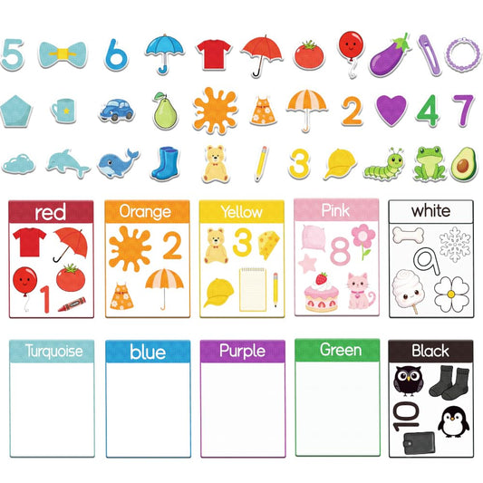 BEUNITONE 63Pcs Colour Sorting Felt Flannel Boards Stories Set Sensory & Calm Down Activity Board Indoor Activities Home Felt Board Play Kit for Friends DIY Crafts Storytelling Interactive Gifts