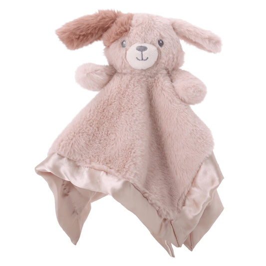 Linzy Secure Pink Dog Lovey for Babies – Soft Puppy Plush Stuffed Animal Blanket, Cute Snuggle Plush, Comfort Snuggle Toy for Newborns, Babies & Toddlers, Pink Dog