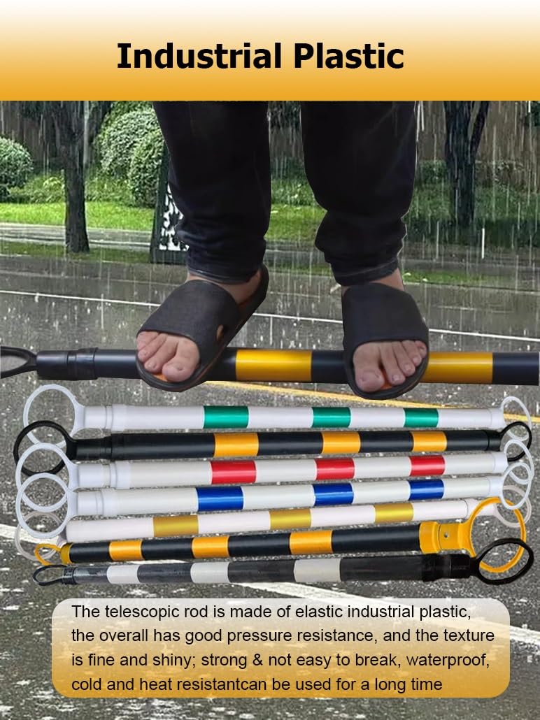 12 Pcs Telescopic Traffic Cone Barrier - Adjustable 5.2 to 9.8 Ft, Reflective Blue & White Tape, Outdoor Safety Extension Poles, Durable Traffic Control, Ideal for Events & Road Safety