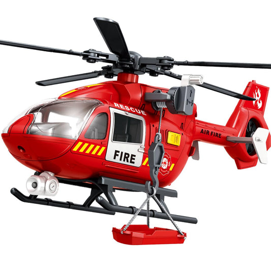 Firefighter Toys Helicopter 15-in Airplane Toys for Kids with Hanging Basket Sounds and Lights for Boys Ages 3 4 5 6 7