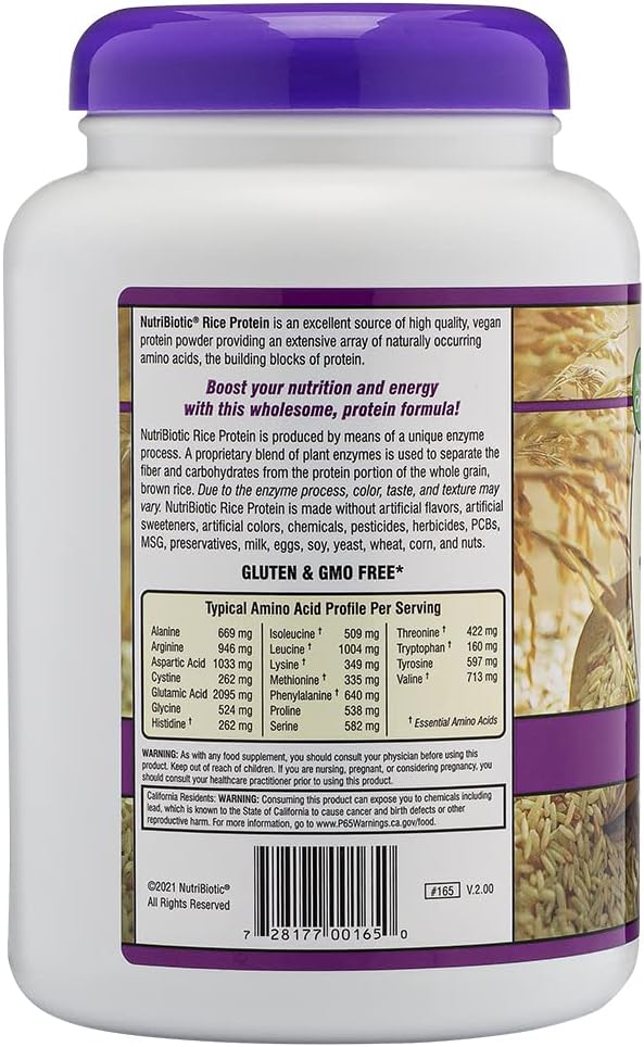 NutriBiotic ??Mixed Berry Rice Protein, 1 Lb 5 Oz (600g) | Low Carb, Keto-Friendly, Vegan, Raw Protein Powder | Grown & Processed Without Chemicals, GMOs or Gluten | Easy to Digest & Nutrient-Rich
