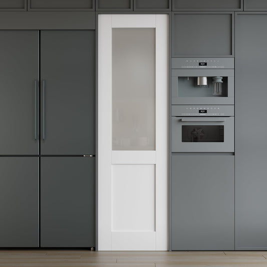 24 x 80 Interior Door Slab, Glass Door, Pantry Doors with Frosted Glass, Solid Core Prebuilt Panel, Paintable Bedroom Doors, Privacy Protected