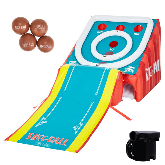 Flybar FunPark Giant Inflatable Skee‑Ball Game – 11 Ft. Long Arcade Toy with 4 Balls and Electric Air Pump for Backyard, Indoor or Outdoor Family Play; Active Game for Kids & Adults, Ages 6+