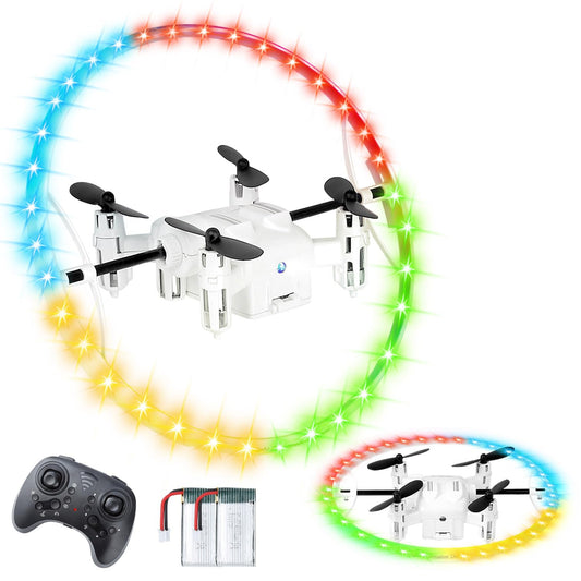 RC Drone for Kids, 360° Rotating LED Light–10 Dynamic Patterns, Beginners Indoor Small Helicopter Plane/Quadcopter, Boys and Girls Birthday and Xmas Gifts Toys