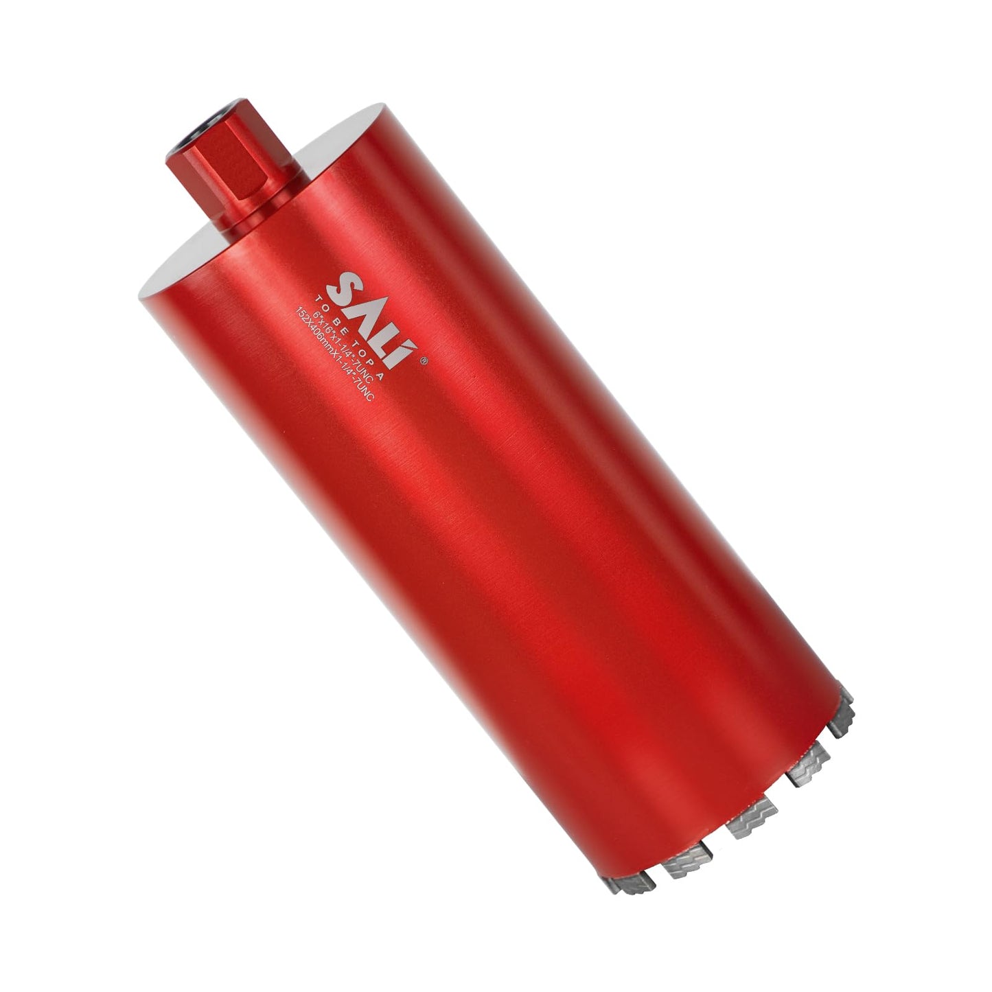 SALI Wet Diamond Core Drill Bits 6" (152mm) Diameter, 15" (380mm) Drilling Depth, Turbo Laser-Welded Segments(Wavy Teeth) with x1-1/4-7 Thread Core Bit for Rebar Concrete Brick Block Masonry Stone