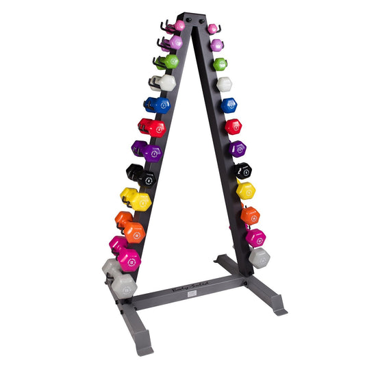 Body-Solid (GDR24-VPACK) Vertical Dumbbell Rack with Vinyl Dumbbells Set Includes 1 to 15 lbs Pairs, Weight Rack Stand and Dumbell Holder for Commercial and Home Gym Organization