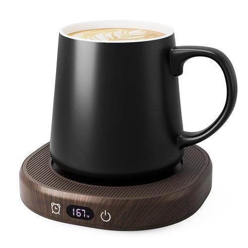 Coffee Mug Warmer & Mug Set for desk, Smart Auto Shut Off Electric Cup Warmer for Office & Home, 4-Temperature Setting Coffee Heating Mug Candle Heater Tea Beverage Warmer Plate for Men Women Birthday
