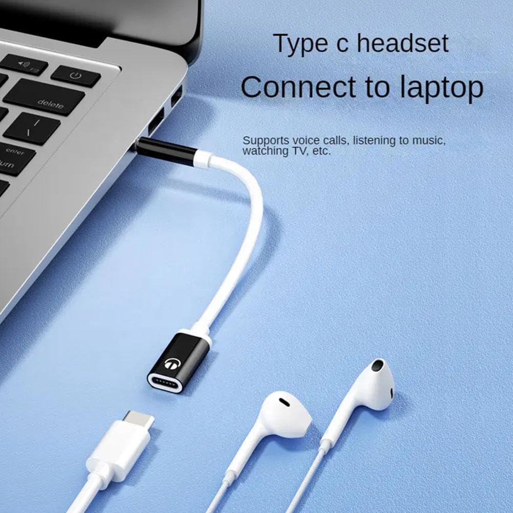 Risprsulen 3.5mm MP3 to TypeC Female Audio Adapter - Black, Compatible with Players, Smartphones, CD Players, Laptops