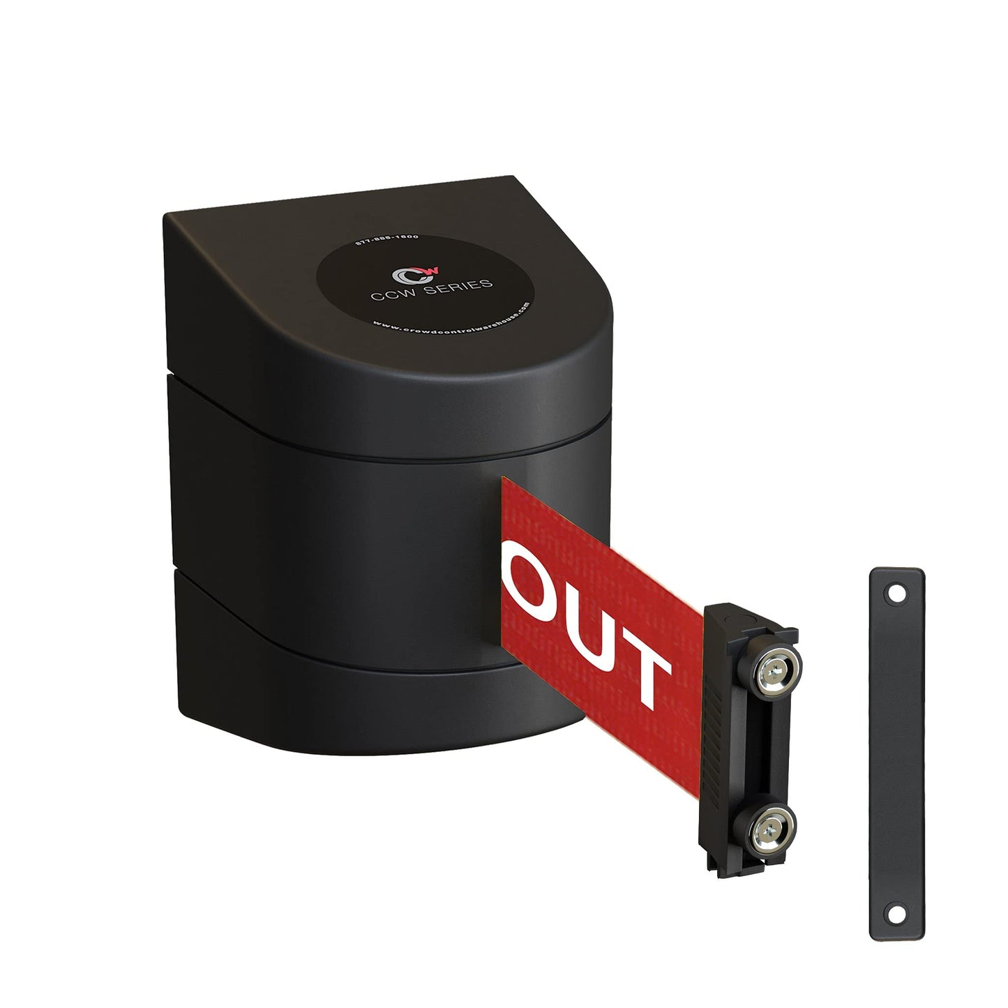 CCW Series WMB-230 Magnetic Wall Mount Retractable Belt Barrier (30 Foot Belt, Red with"Danger - Keep Out" White Letters Belt with Black ABS Case)