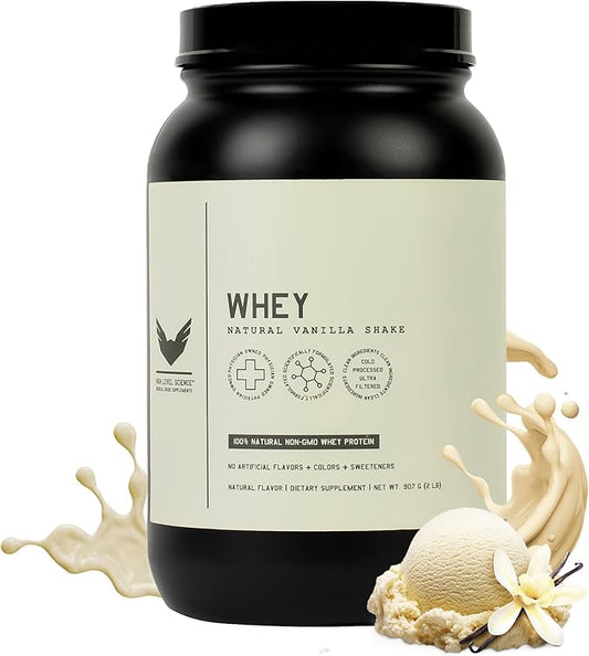 High Level Whey Protein Powder Vanilla Stevia ??Natural Whey Protein, Ultra Filtered, Non-GMO, 24g Protein, Digestive Enzymes, No Artificial Flavors or Colors, Gluten Free, 2 lb Bottle, Made in USA