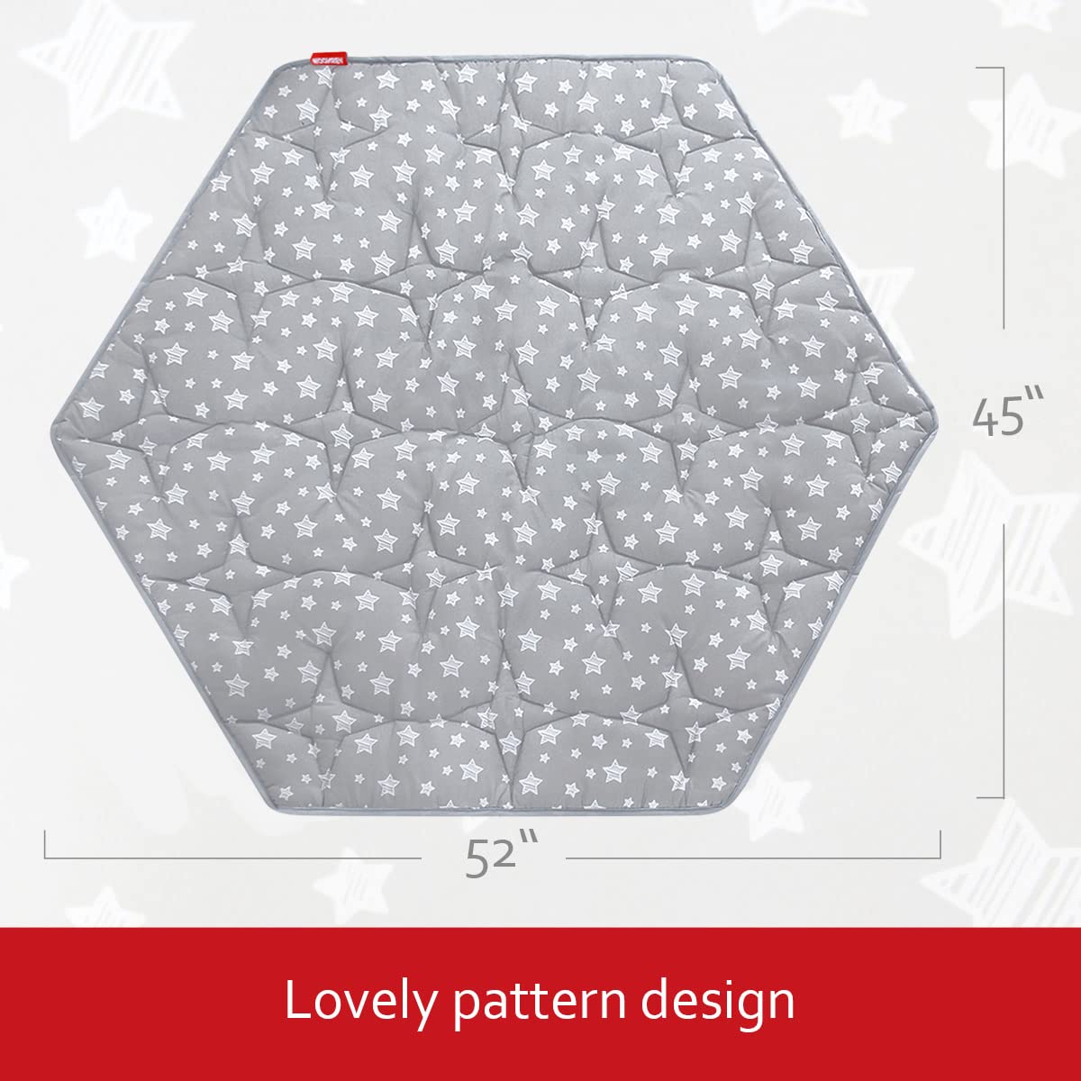 Hexagon Playpen Mat, Baby Playmat Fits Regalo Portable Play Yard 48 Inch and hiccapop 53" PlayPod Playpen, 6 Panel Playpen Mattress Non Slip Pad Mat