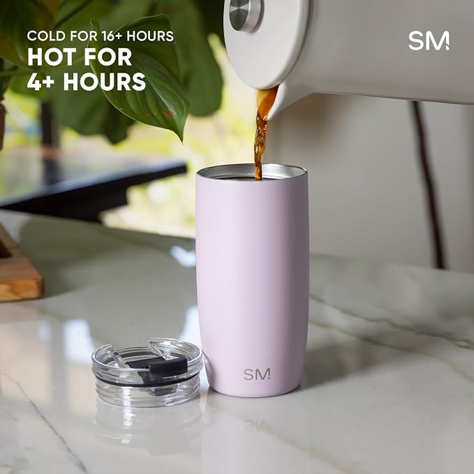 Simple Modern Voyager Tumbler with Flip Lid | Travel Coffee Mug | Insulated Stainless Steel Cold Brew Iced or Hot Coffee Cup | Gifts for Women Men Her Him | 16oz, Stormy Skies