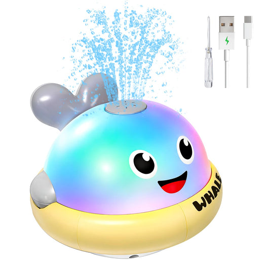 Baby Bath Toys: Bath Whale Toy Sprinkler, Light Up Bath Toys for Kids Ages 1-3, Bathtub Outdoor Water Pool Toys for Toddlers 1 2 3 Year Old, Birthday Gift for Boys & Girls (Grey)