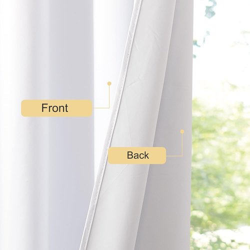 NICETOWN Blackout Window Curtain Panels - Thermal Insulated Drapes, 48" Length, Snow White, Set of 2