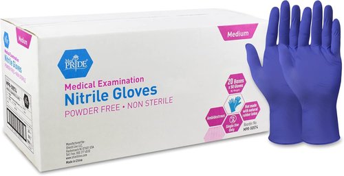 Med Pride Nitrile Medical Exam Gloves - Disposable, Powder & Latex-Free for Doctors, Nurses, Home Use