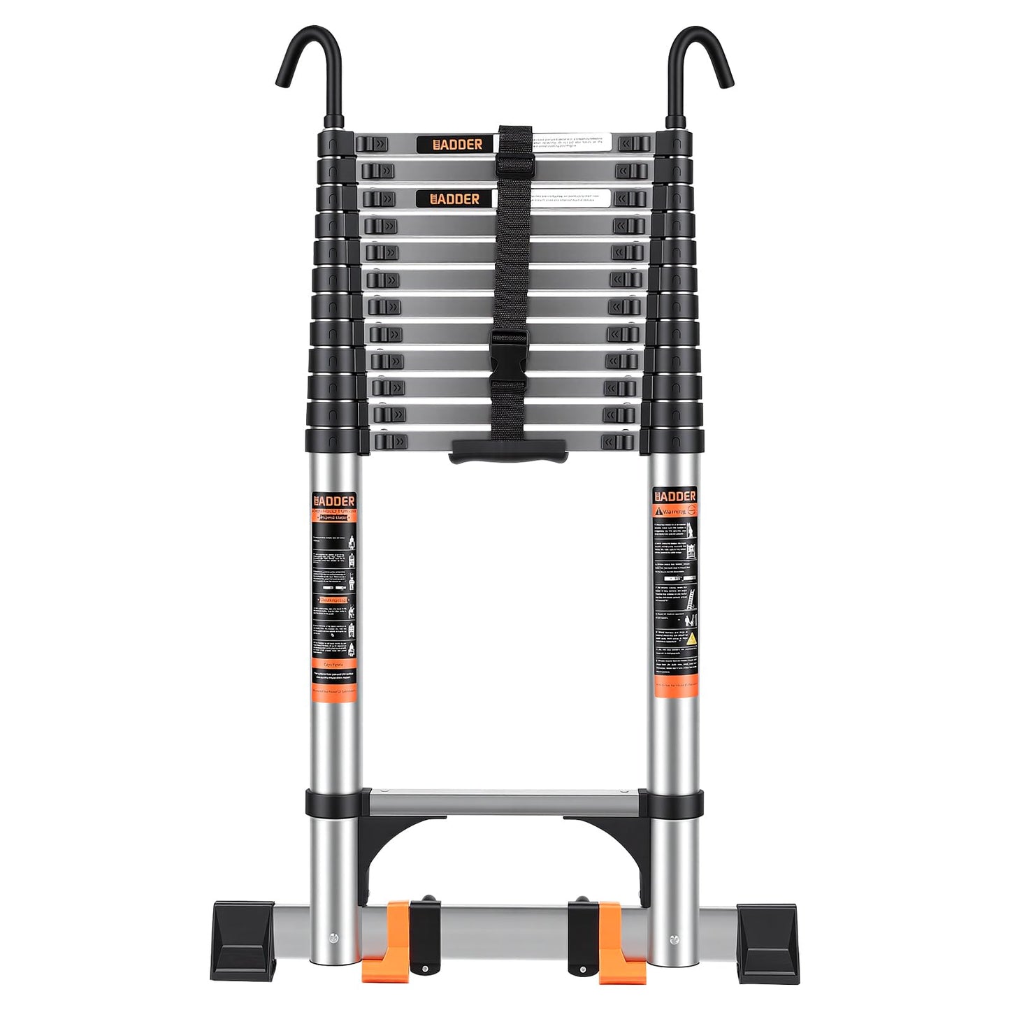 Telescoping Ladder,16.5 FT Extension Ladder w/Hooks,Stabilizers,Wheels,Heavy Duty 330lbs Max Capacity,Collapsible Telescopic Ladder for Rv,Roof,Outdoor