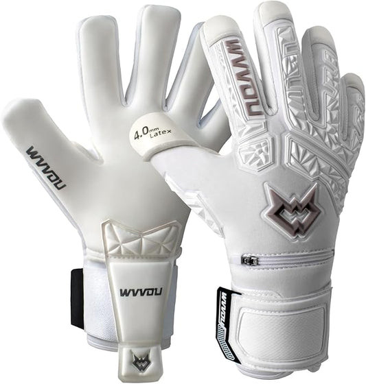 WVVOU Soccer Goalie Gloves for Adults and Youth, High Performance Goalkeeper Gloves with 5 Detachable Finger Saves, Soccer Gloves with 4mm Sticky Latex Palm