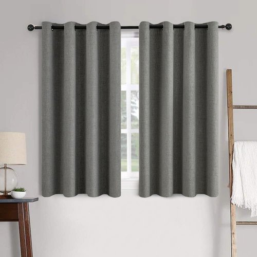 MIULEE Blackout Curtains - 100% Thermal Insulated Dark Grey Linen Texture Drapes | 52x63 Inch (2 Panels)
