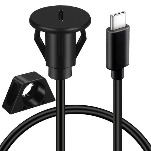 3/4" 3.1 3.1 3ft BATIGE Round Hole Small Type C Car Flush Mount Cable USB C Panel Mount Male to Female Extension Cable