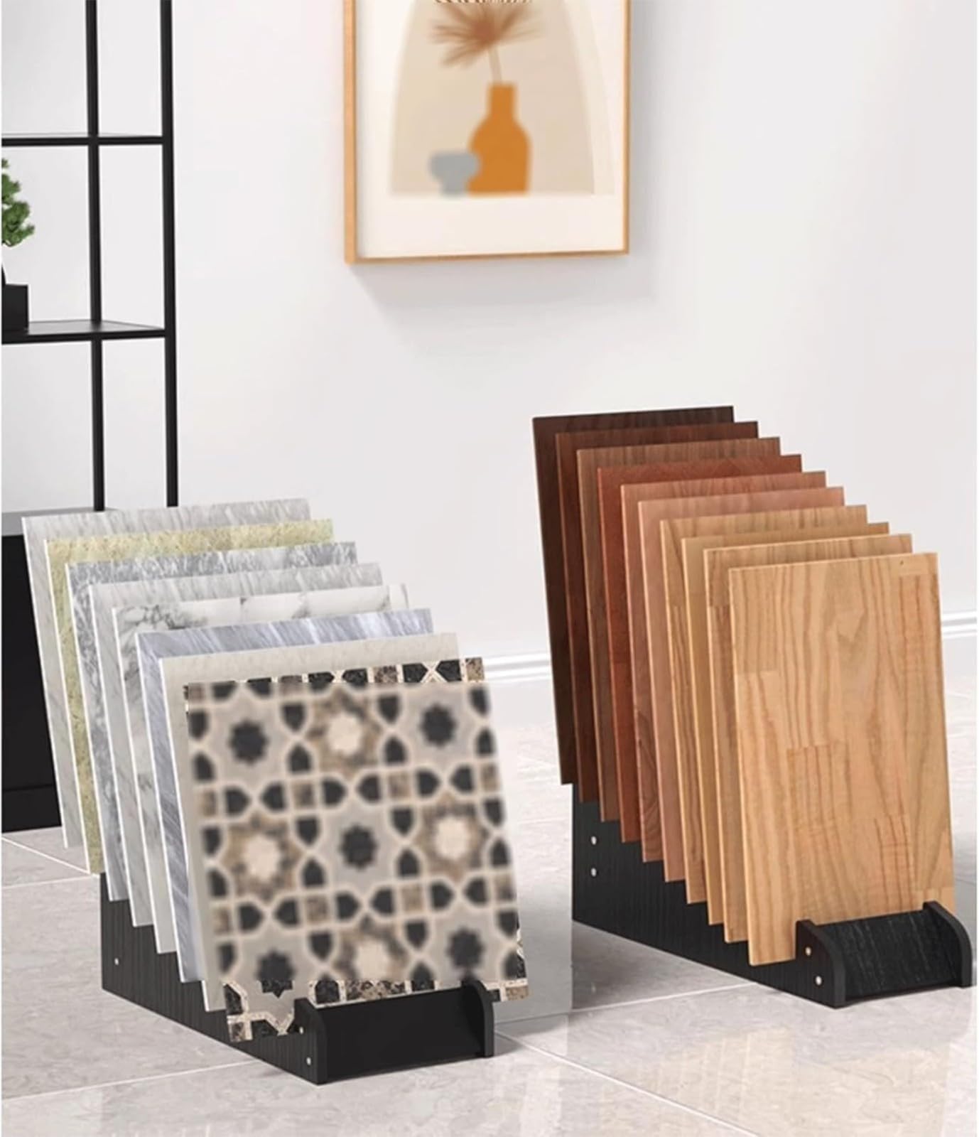 Floor Tile Sample Rack,Wooden Tile Sample Display Rack - 59x43x44.5cm Floor-Standing Organizer for Retail & Home Improvement, Multi-Slot Storage Shelf for Tiles, Samples, & Building Material