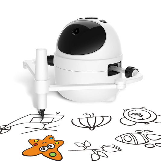 Drawing Robot Toys Painting Kit for Kids, Toddler Toys Birthday Gifts for 3-10 Girl Boy, Electronic Learning Toys with Intelligent Sensing 150 Cards, Interactive Painting Toy Set (White)