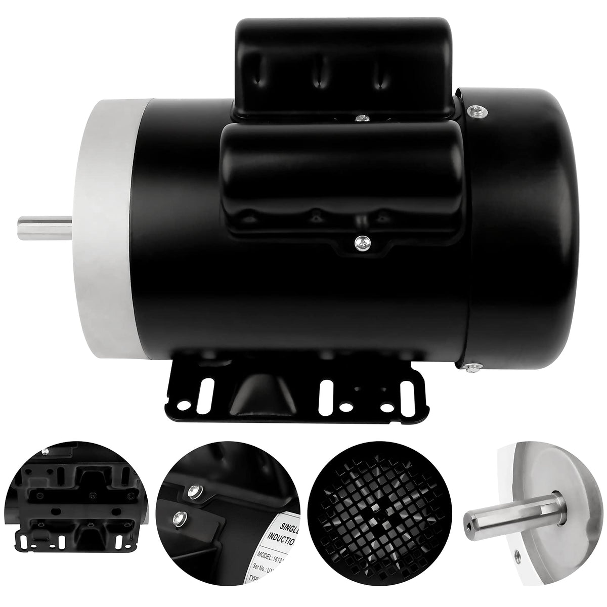 1.5HP Electric Motor 3450RPM Reversible Single Phase 56C Frame General Purpose Motor for Agricultural Machinery General Equipment 5/8" Shaft Diameter TEFC 115/230V