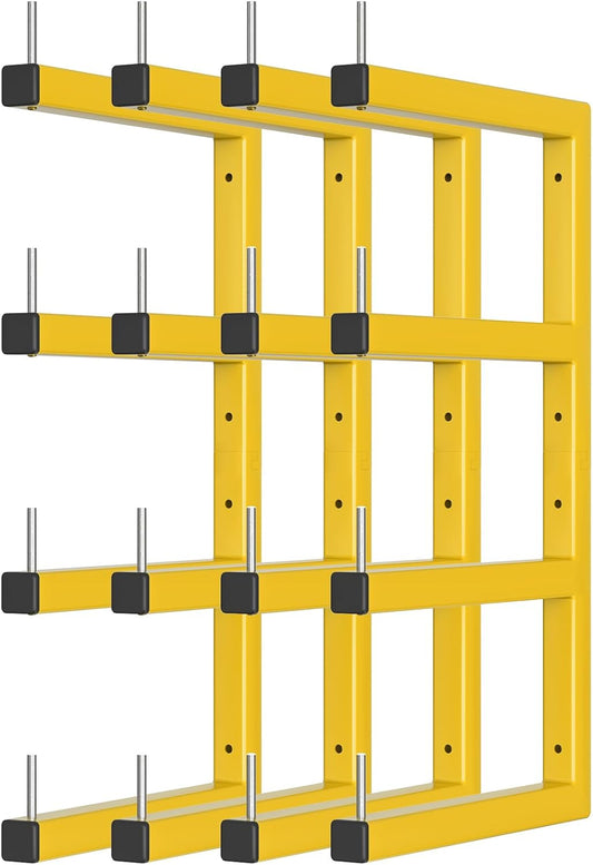 Skiennix Lumber Storage Rack - Heavy Duty Wall-Mounted Organizer | 8-Level System, Holds Up to 1600 Lbs, Yellow