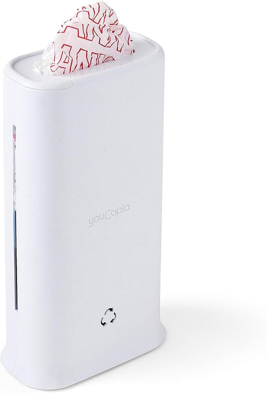 YouCopia StoraBag Space-Saving Plastic Bag Dispenser, Organizer for Kitchen Cabinet or Pantry Storage, One-Size, Speckled White
