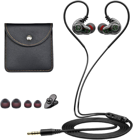 3.5mm MP3 Dual Driver Wired Ear Buds with Mic and Extra Bass, Ear Phones with Cord, Jack Plug in Headphones, Wire