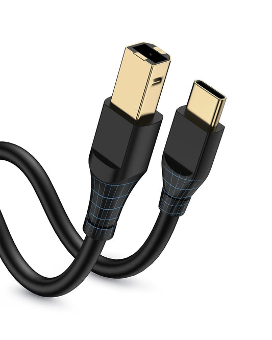 20ft, 10Foot Printer Cable Scanner USB C to USB B Cable for Epson, HP, Canon, Midi, Ethernet Print
