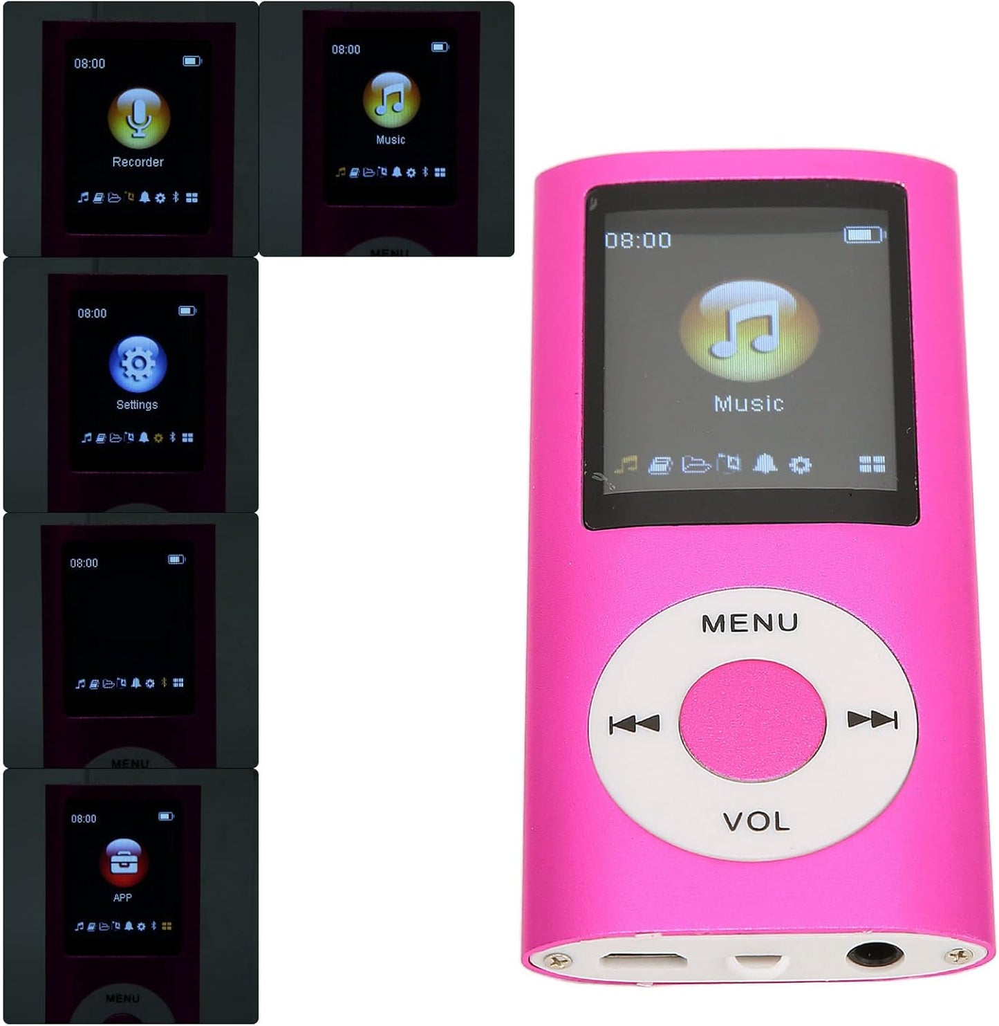 LICAEVEY 1.8" MP3 64GB, Ultra Thin Bluetooth Player with LCD Screen, Expandable Memory to Portable Music Player