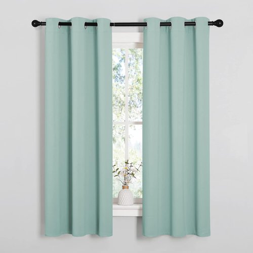NICETOWN Blackout Curtains - Thermal Insulated Kitchen Draperies | Aqua, 34 x 63 Inches, One Pair