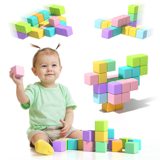 Asago Magnetic Blocks for Toddlers 1-3, 56PCS 1.34in Large Macaron Magnet Building Cubes for Kids, Stem Preschool Stack Construction Educational Toys for 3-5 Years Old Boys Girls