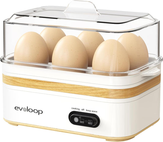 Rapid Egg Cooker - Electric 6 Egg Capacity for Soft, Medium, Hard Boiled & Poached Eggs | BPA-Free White