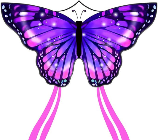 Large Butterfly Kite for Adults and Kids Ages 4-8 & 8-12 Easy to Fly, 55''X28'' Single Line Kite for Outdoor, Park or Beach.