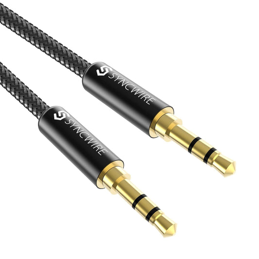 3.5mm (26.2ft/8m, SYNCWIRE Nylon Braided Aux Cable Hi-Fi Sound), Audio Auxiliary Input Adapter Male to Male AUX Cord