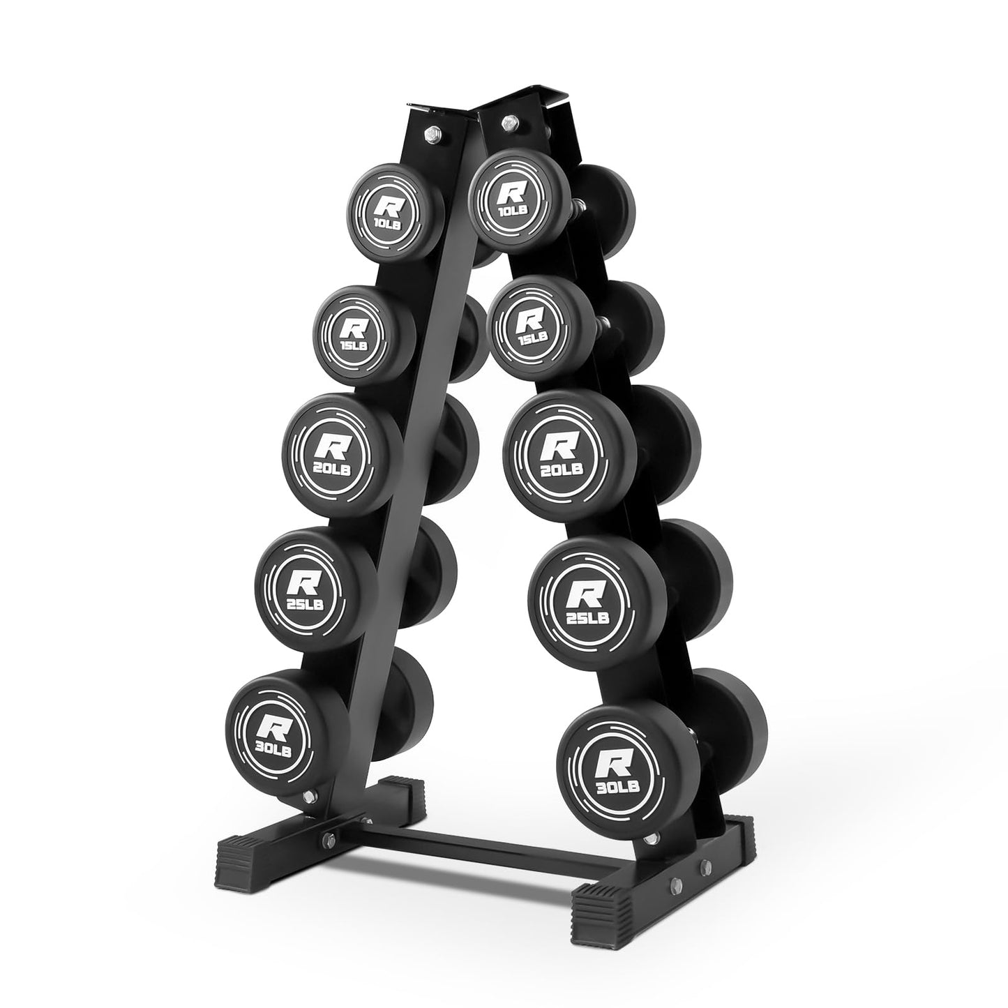Ritfit 5-250 LBS PVC Encased Round Dumbbell sets with Knurled Handle and Optional Rack, Strength Training Equipment for Home Gym,250LB