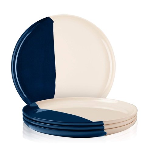 Melamine Dinner Plates | Durable Unbreakable Melamine Plate | Shatter-Proof and Chip-Resistant | Dishwasher Safe, BPA Free | Lightweight Dinnerware Set of 4 | Perfect for Parties, Picnics, BBQ | 11 In