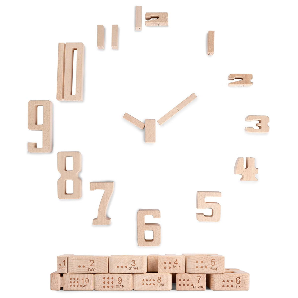 Lasoba Wooden Number Building Blocks, Large Digit Blocks 1-10, 32 Pcs Math Blocks Number Toys for Kids, Educational Blocks for Toddlers, Toys to Learn Numbers for 3 Year Olds +