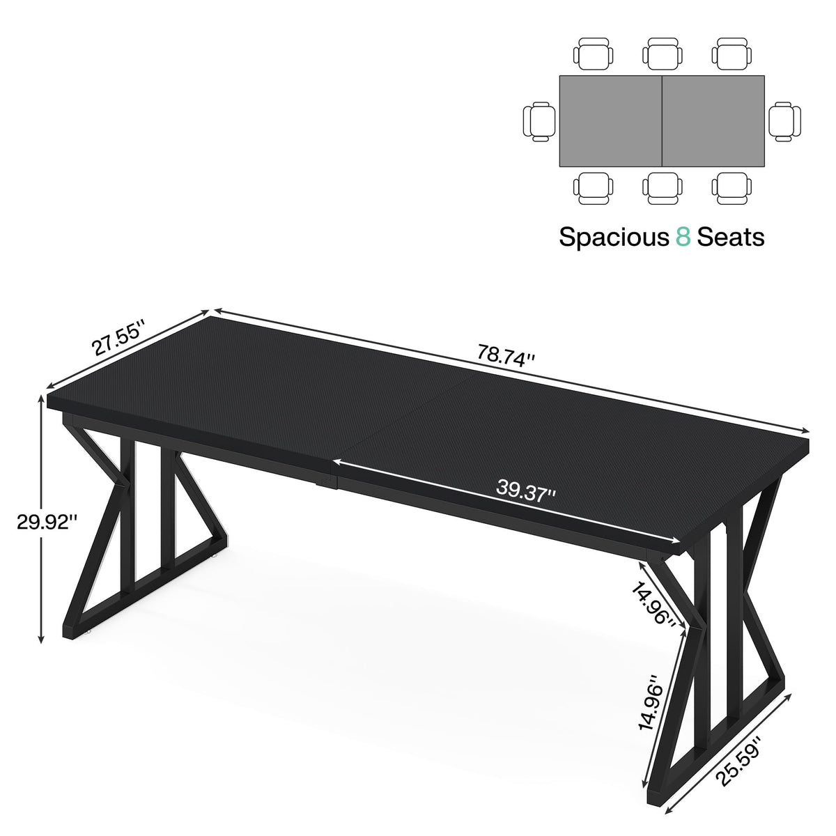 Tribesigns 78.7-Inch Executive Desk, Large Computer Office Desk Workstation, Modern Simple Style Laptop Desk Study Writing Table Business Furniture for Home Office (Black, 78.7 Inch)