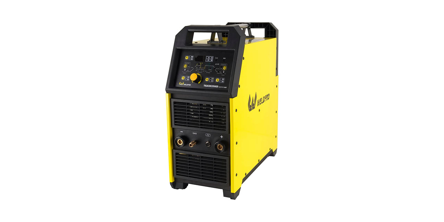 Weldpro Digital TIG ACDC 250GD AC DC 250 Amp Tig/Stick Welder with Pulse Memory function and Tig20 water cooled torch Dual Voltage welding machine