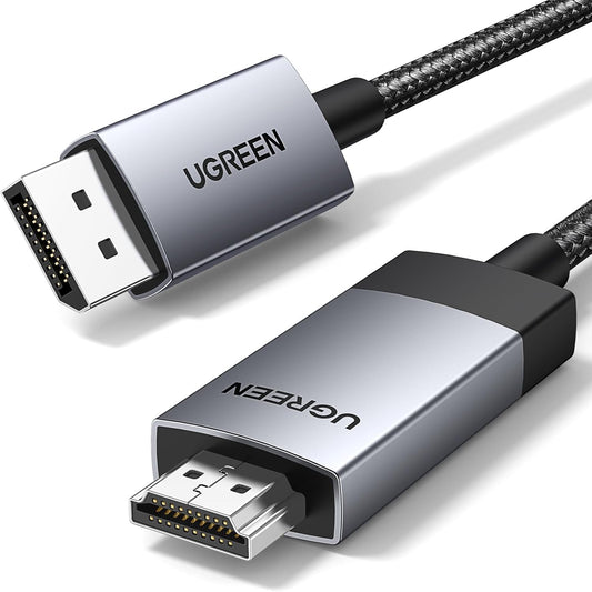4K@60Hz 1.2 2.0 6.6FT UGREEN DisplayPort to HDMI Cable HDR Active DP to HDMI Cord Aluminum Braided Uni-Directional