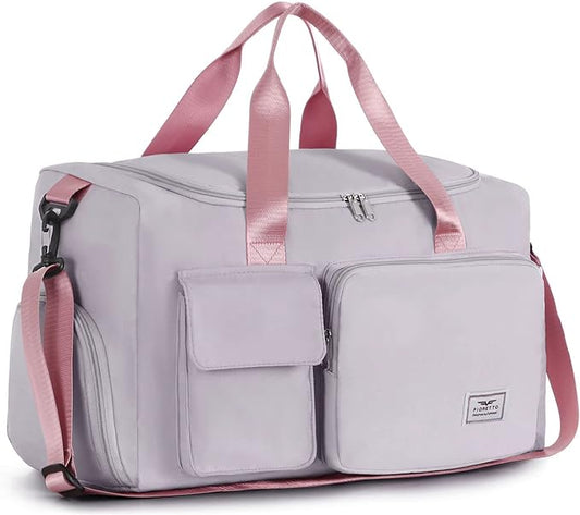 FIORETTO Women's Gym Duffle Bag with Shoes Compartment, 37L Capacity, Ideal for Travel, Gym, Sports, Duffel, Weekender